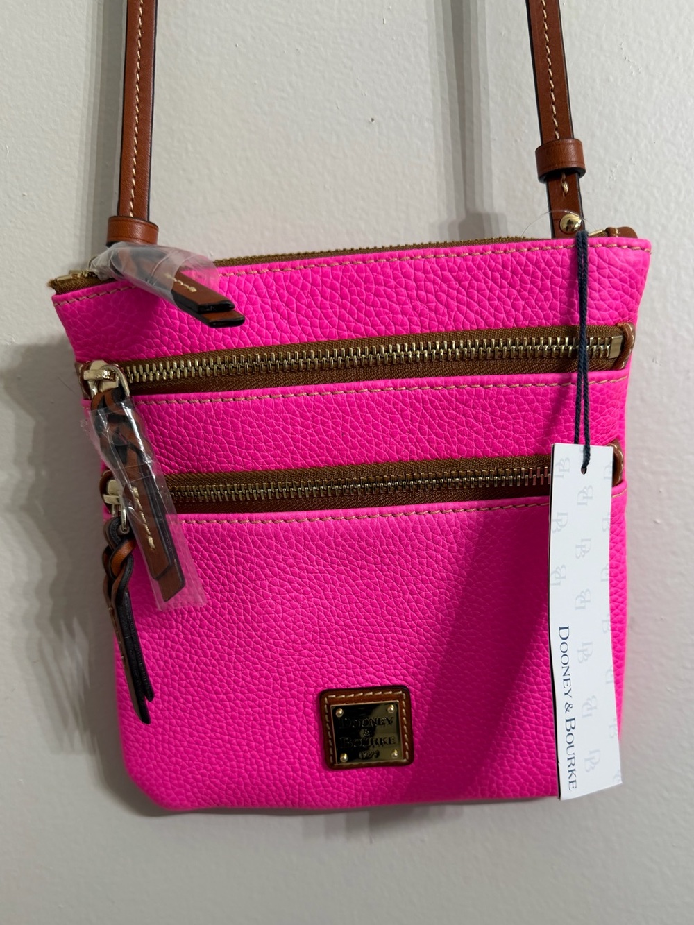 Dooney & Bourke Neon Pink Leather Crossbody Bag
